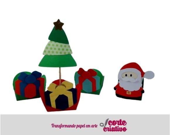 Decoração de Natal Forminhas Cenário Presentes de Natal
