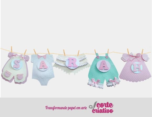 Varal Chá de Bebê - Fraldas
