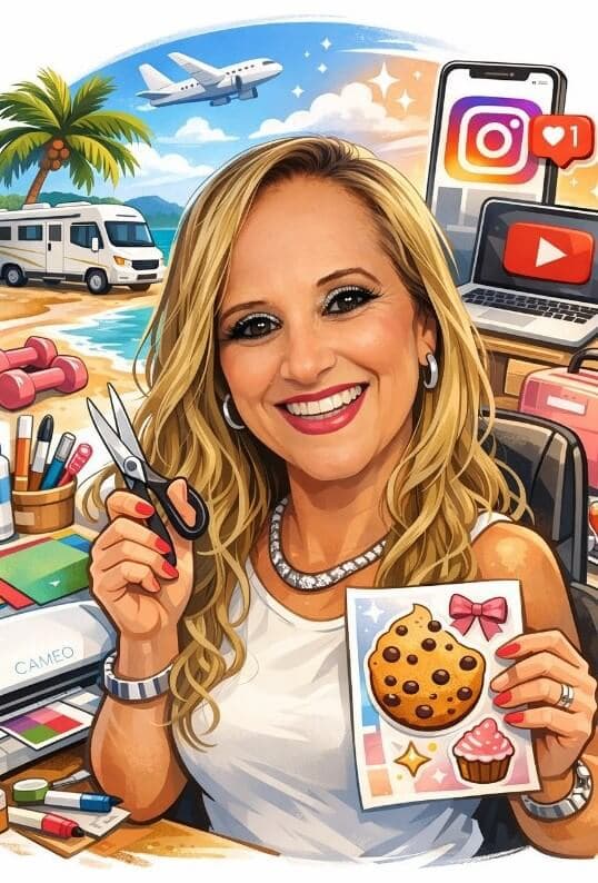 Elaine, fundadora da Corte Criativo, trabalhando em seu ateliê de papelaria personalizada