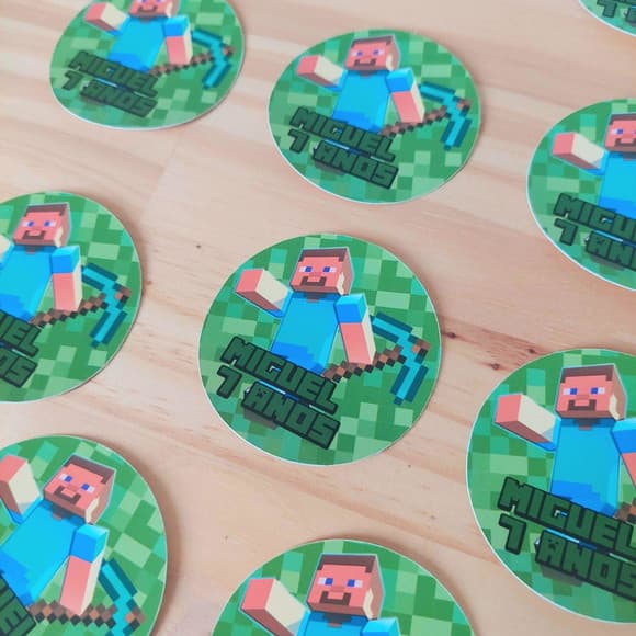Adesivo Redondo Festa Minecraft