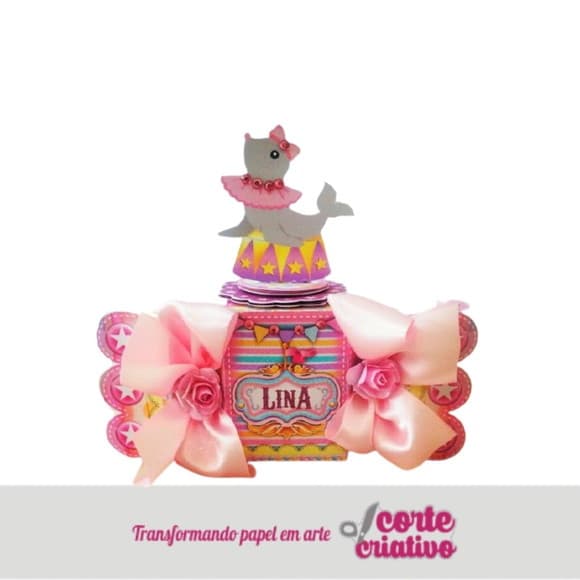 Caixa Bala Menina Circo Rosa