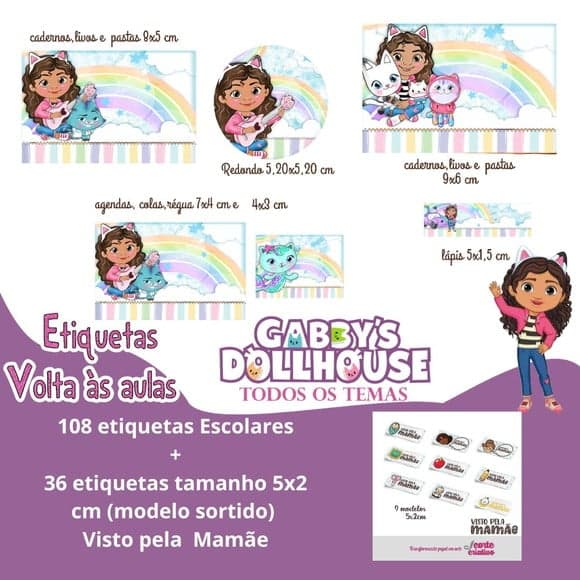 Etiquetas Escolares Casa Mágica da Gabby