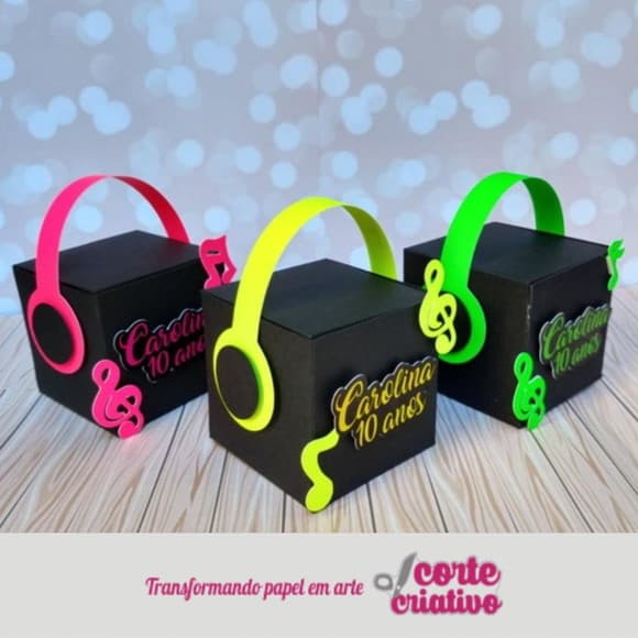 Caixa Cubo Fone Festa Balada Neon