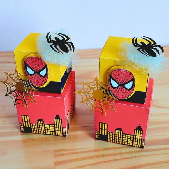 Caixa Quadrada Dupla Lembrancinha Homem Aranha