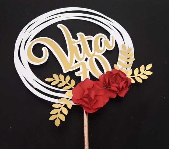 Cake Topper Topo de Bolo Rosas
