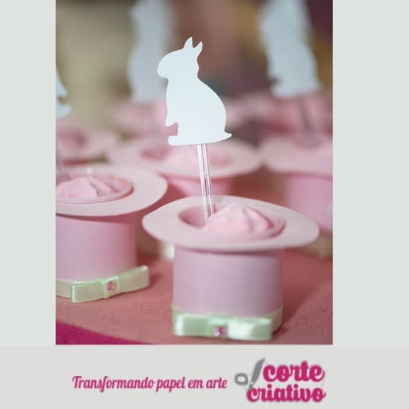 Cartola Docinho Colher Coelho Circo Rosa Luxo
