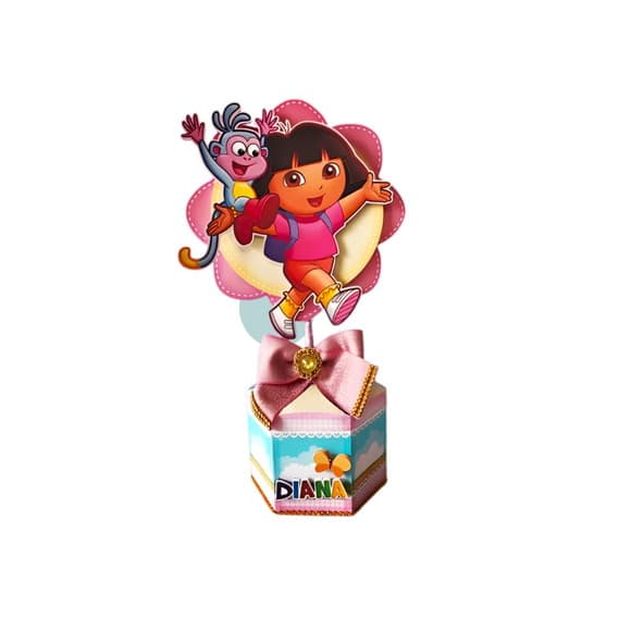 Centro de Mesa Caixa Sextavada Dora Aventureira
