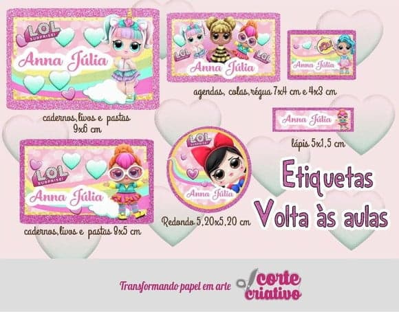 Kit Etiquetas Escolares Lol (108 Unidades) Qualquer Tema!