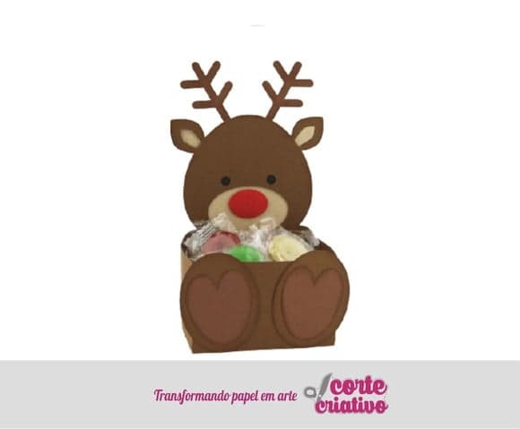Caixa Cervo Renas Lembrancinha de Natal