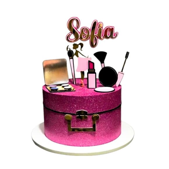 Topo de Bolo Maquiagem Make Up